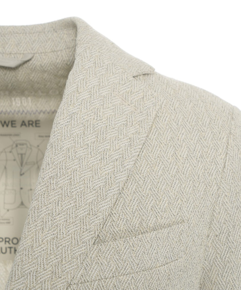 Circolo 1901 Beige Herringbone Blazer With Notched Lapels And Tailored Fit