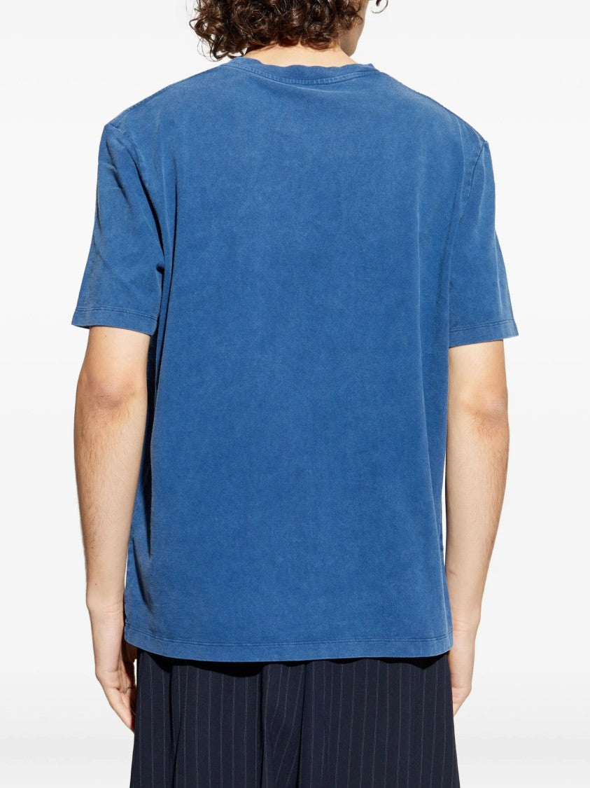 Balmain Washed Blue Loose Ss Embroidered T-Shirt