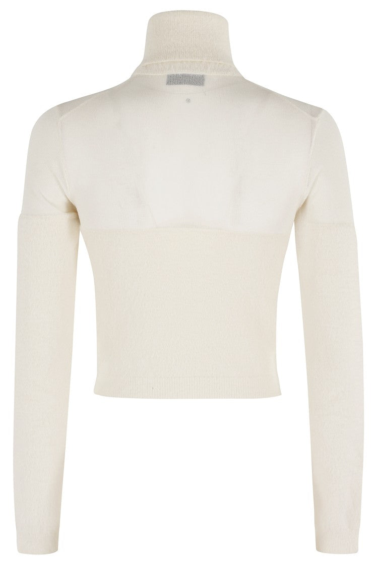 Elisabetta Franchi Cropped Tricot Sweater With High Neck