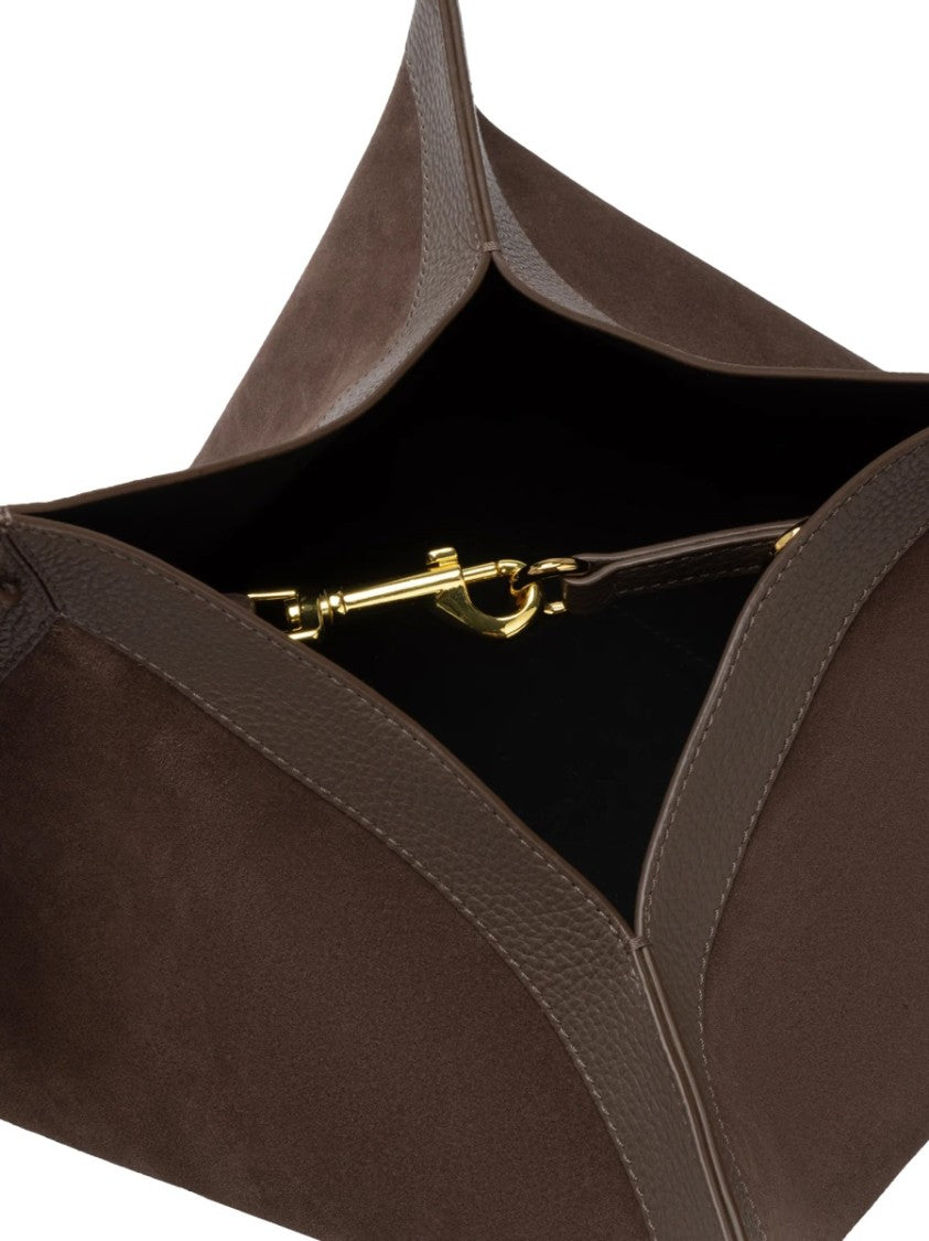 Yuzefi Bovine Leather Textured Ties Shoulder Bag