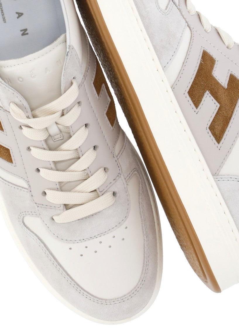 Hogan Ivory H-Tv Suede Inserts Sneakers