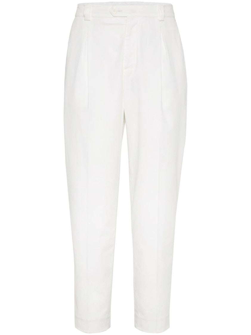 Brunello Cucinelli Cropped Tailored Trousers With Pleats And Side Pockets