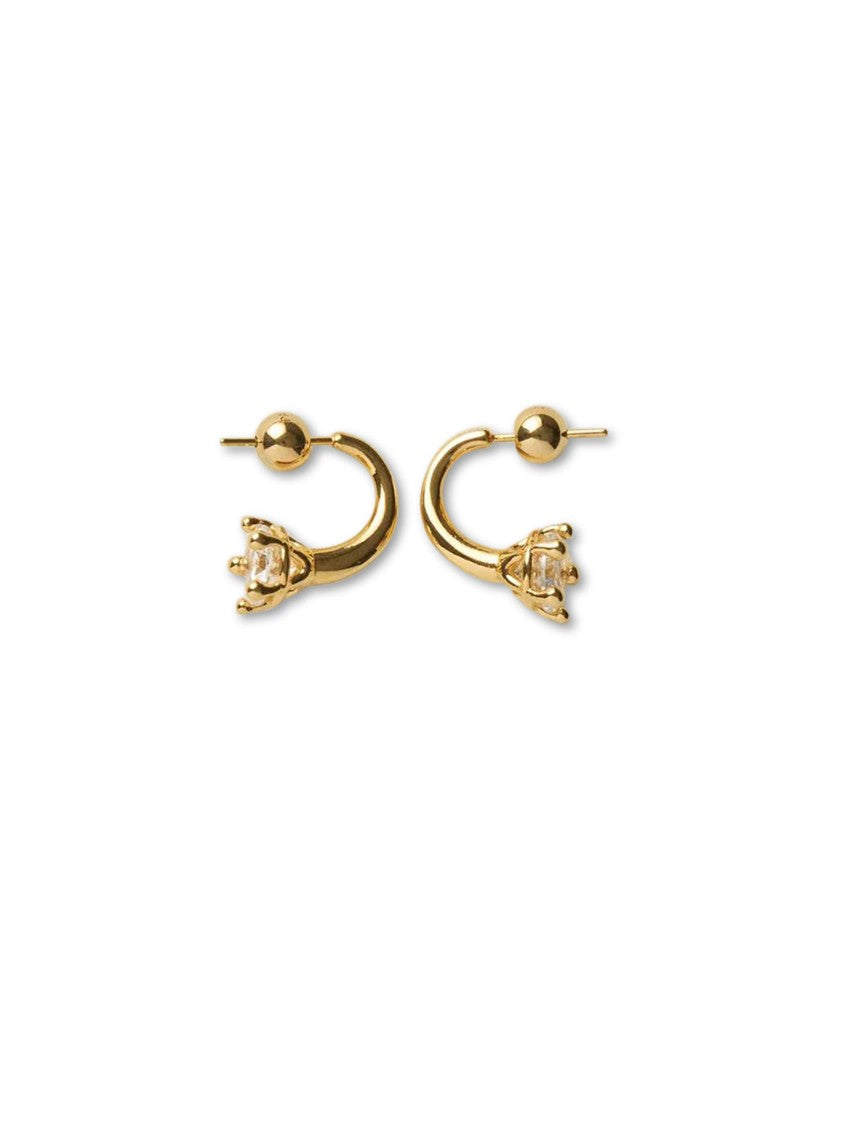 Panconesi Curved 18K Gold Plated Brass Zircon Earrings
