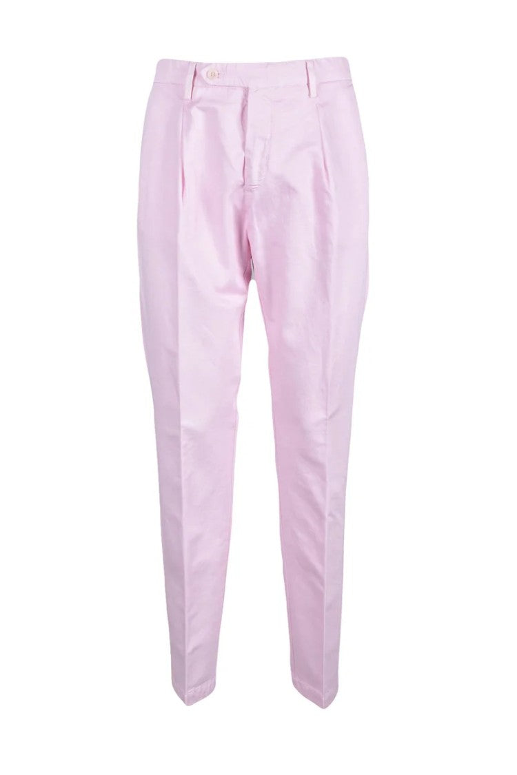 Giampaolo Tailored Pink Trousers With Cotton And Linen Blend