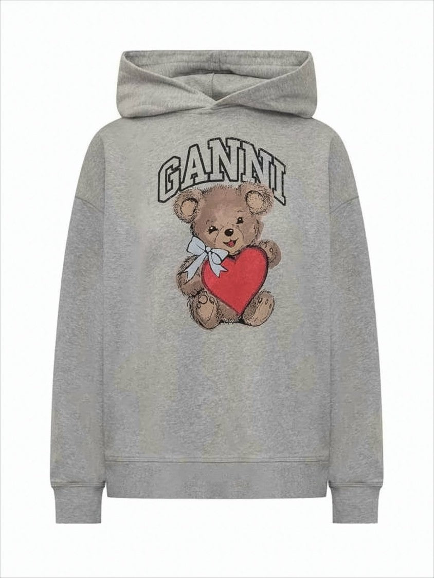 Ganni Graphic Front Hoodie With Relaxed Fit