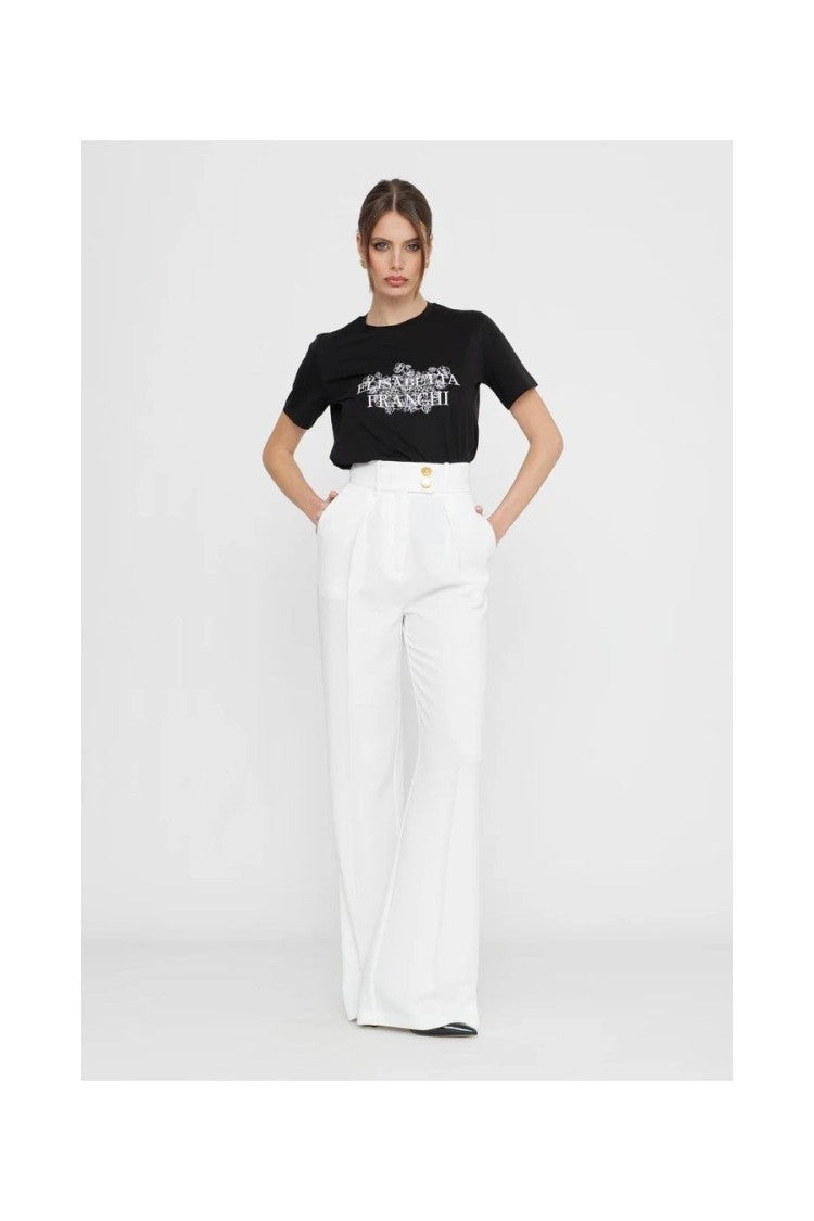 Elisabetta Franchi White Tailored Polyester-Blend Straight-Leg Pants