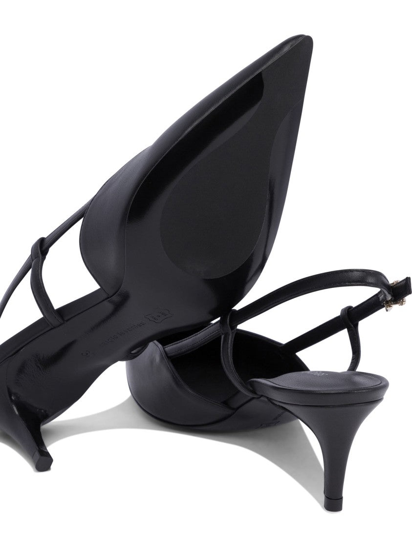 Sergio Levantesi Pointed Toe Slingback Heeled Shoes In Leather