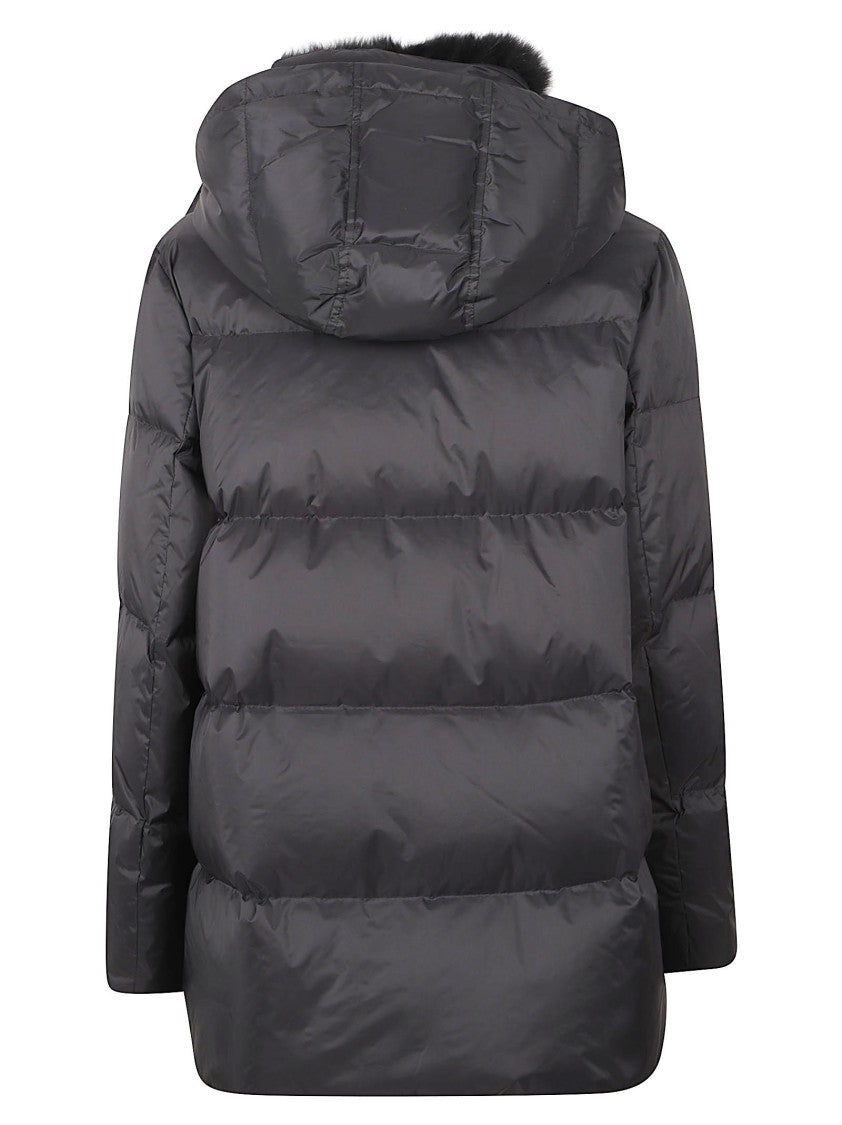 Yves Salomon Puffer Coat With Detachable Hood And Plush Fur Lining