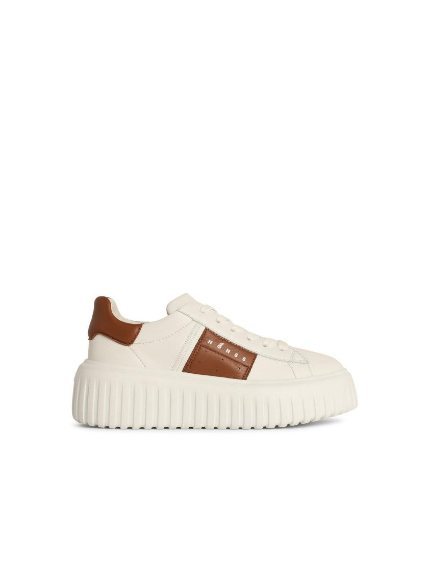 Hogan 'H Stripes' Ivory Leather Sneakers