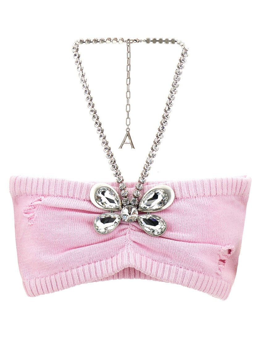 Area Crystal Butterfly Knit Bandeau' Top