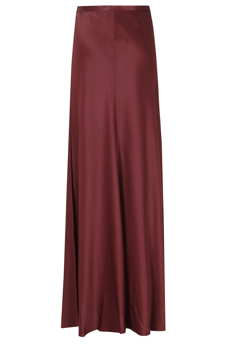 Alberta Ferretti Burgundy Enver Satin Mid-Length Viscose Skirt