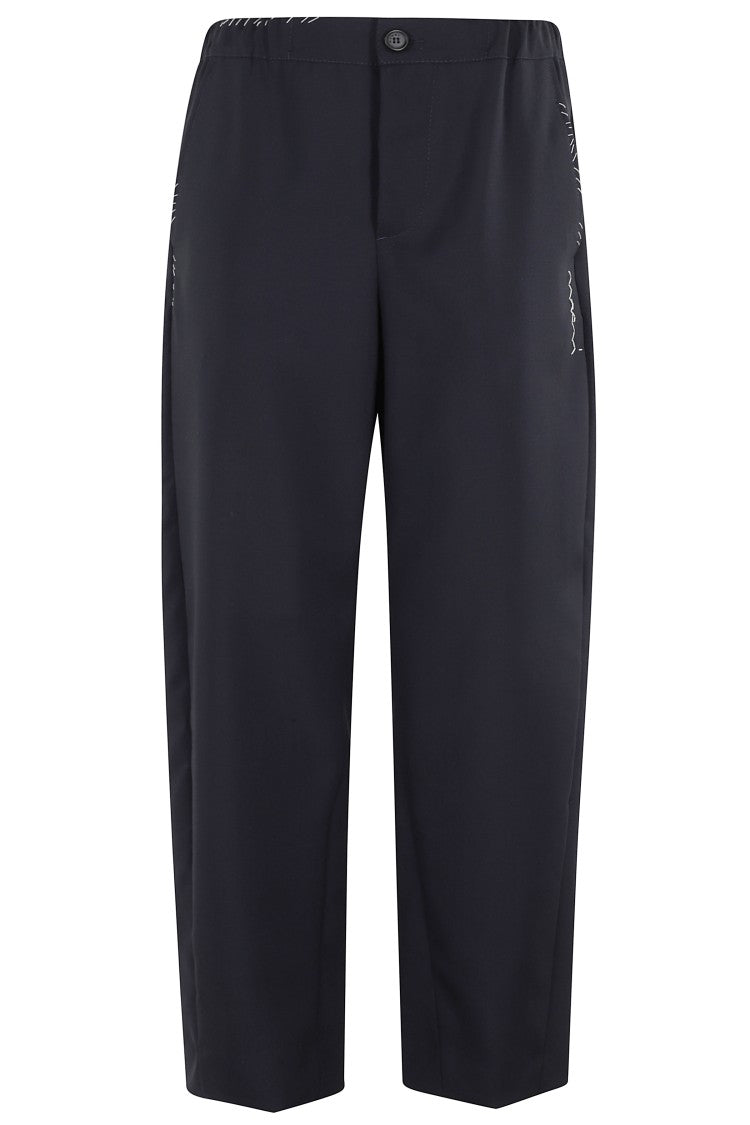 Marni Relaxed Fit Trousers With Gathered Waistband