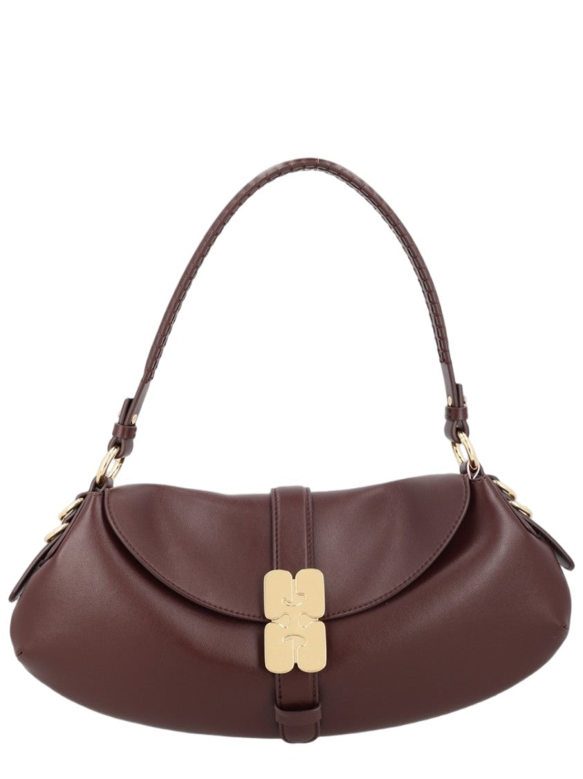 Ganni Sleek Shoulder Bag With Gold-Tone Clasp And Minimalist Design