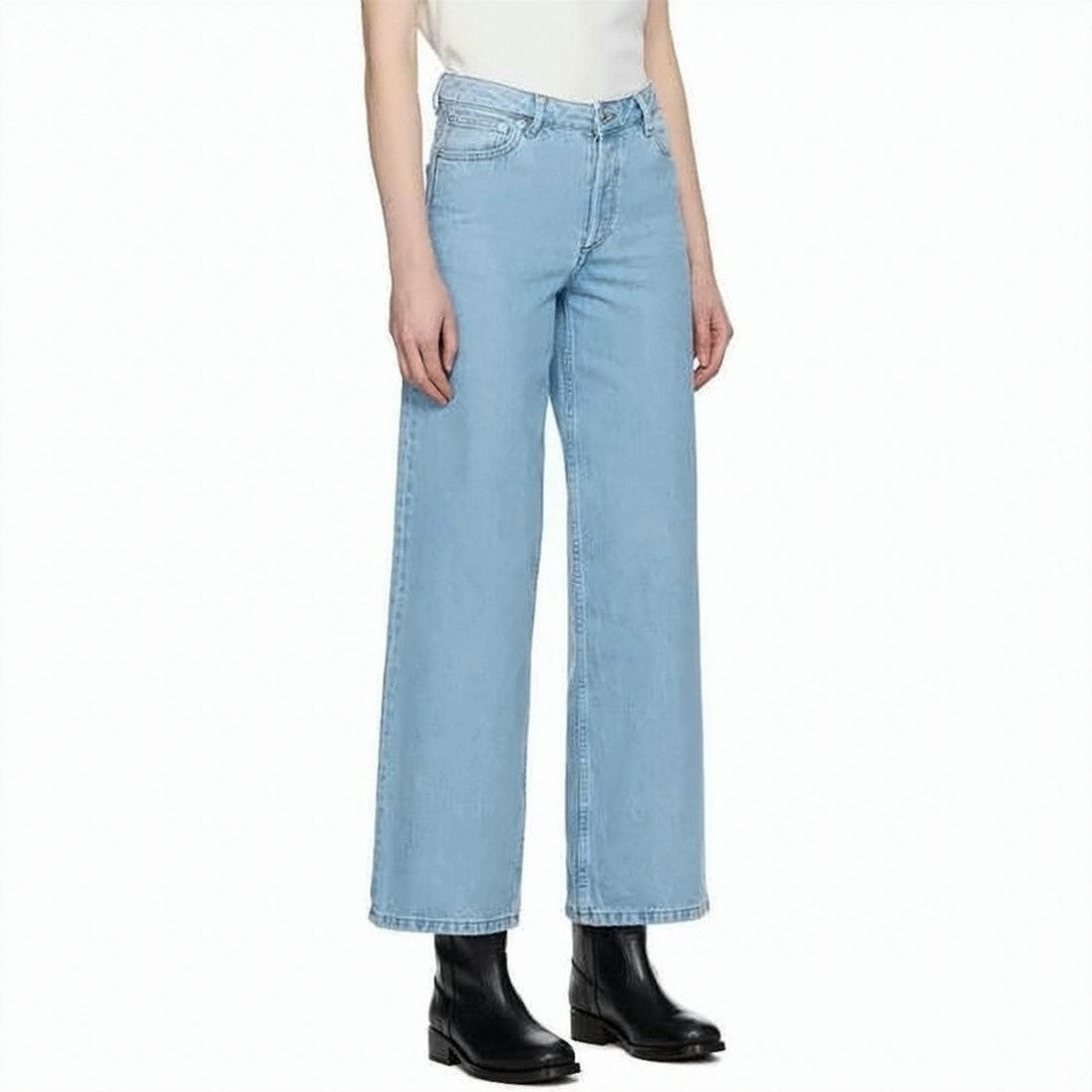 A.P.C. High-Waisted Wide-Leg Denim Pants With Classic Five-Pocket Design