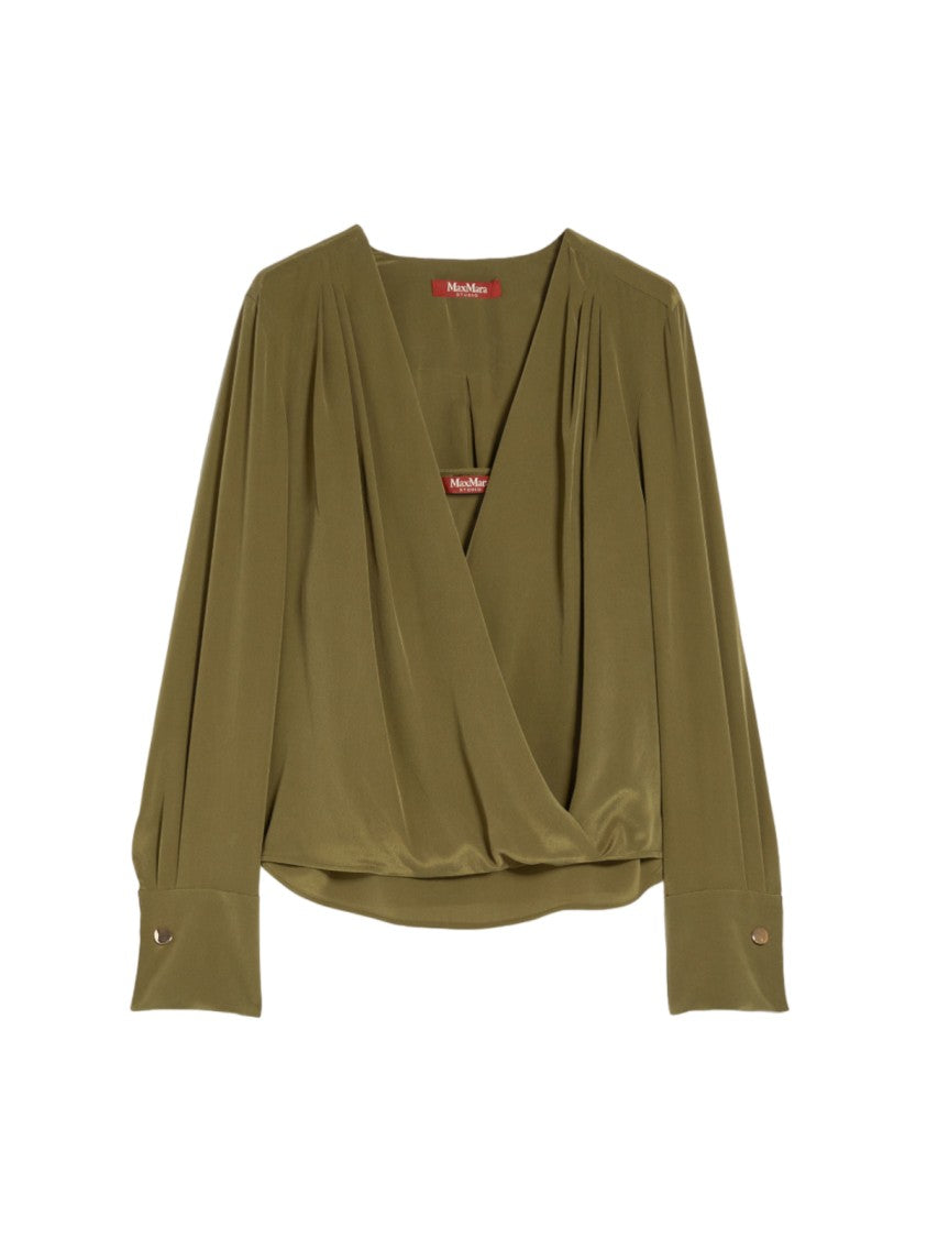 Max Mara Wrap-Style Blouse With Deep V-Neck