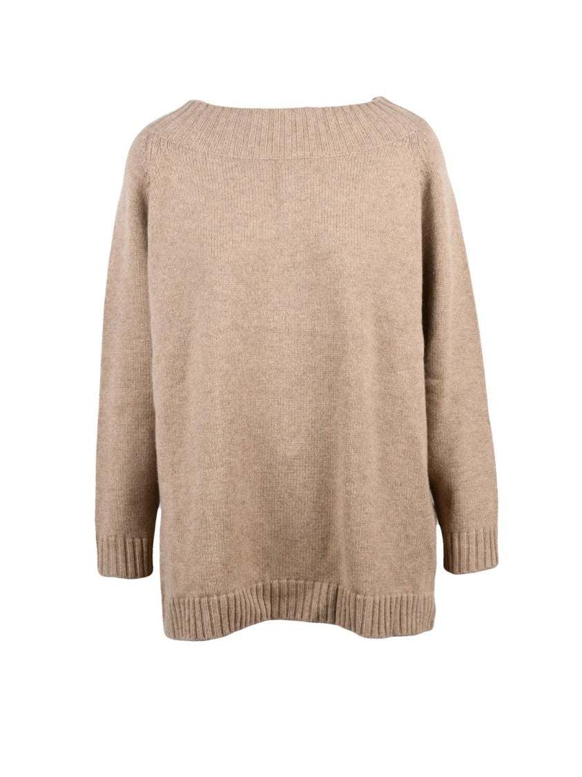 Max Mara Boat Neck Knit Sweater In Premium Wool-Cashmere Blend