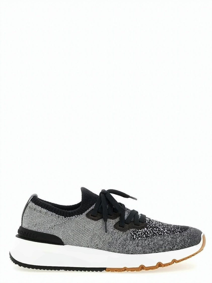 Brunello Cucinelli Gradient Knit Runner With Sock-Like Collar And Cushioned Sole