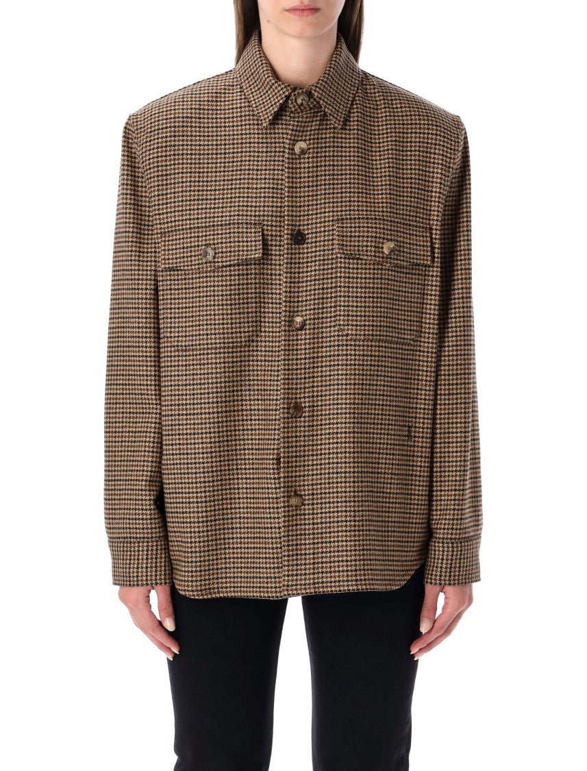 Saint Laurent Saint Laurent Puppytooth Wool Blend Overshirt