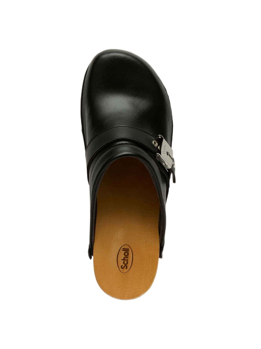 Scholl Classic Retro Clog With Iconic Metal Buckle