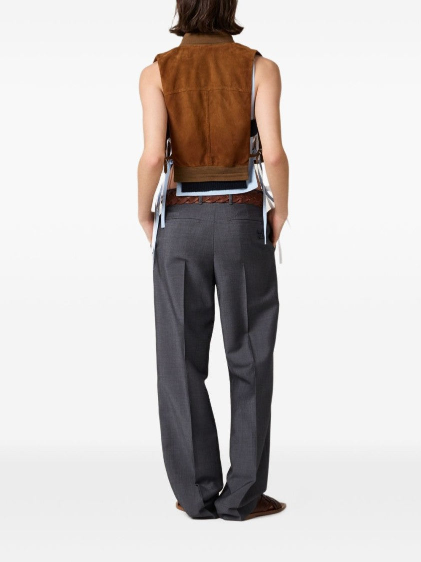 Miu Miu Straight-Leg Tailored Subtle Texture Trousers