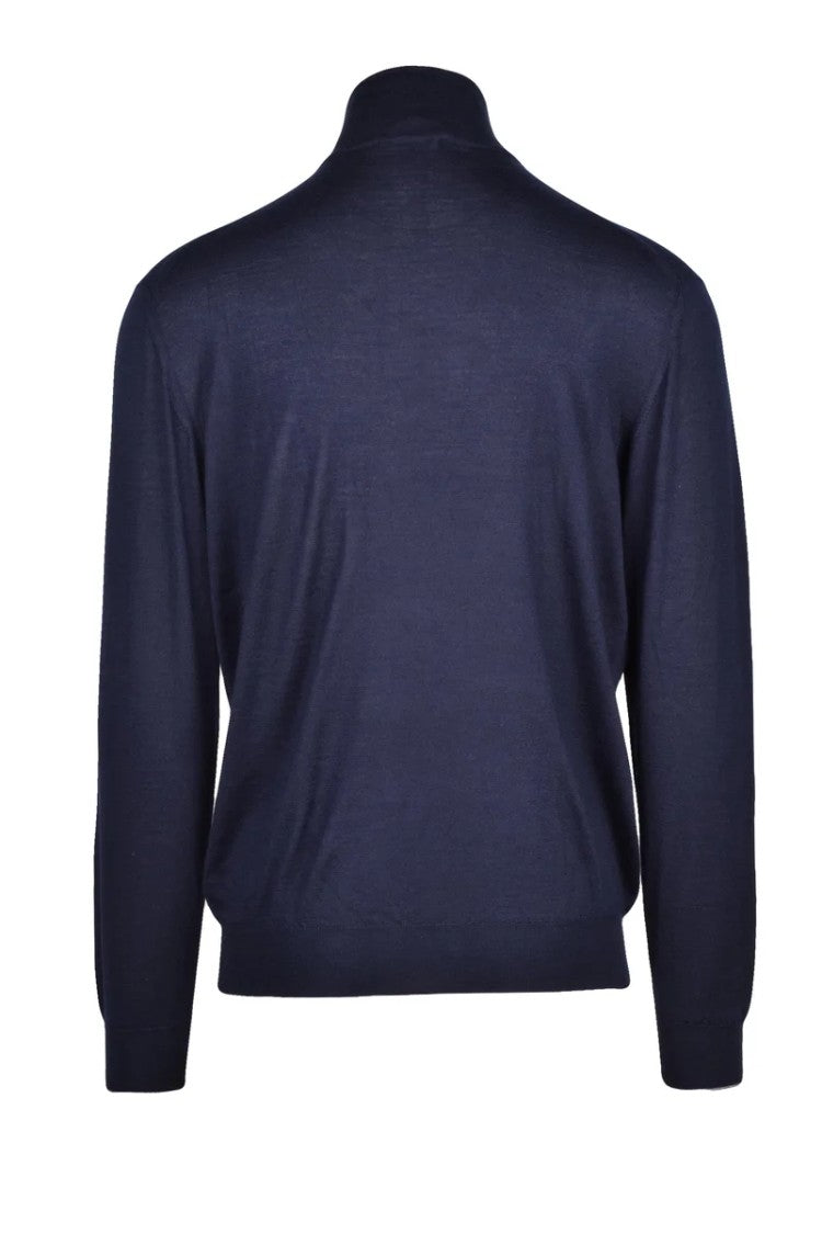 Cruciani High Neck Zip Pullover - Blue