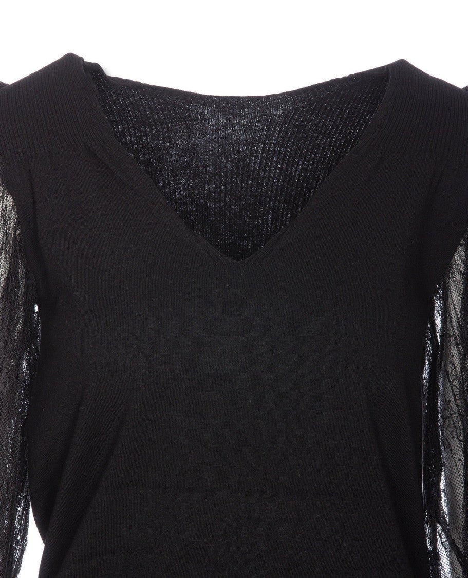 Twin-Set Knitwear Blouse With Deep V-Neckline