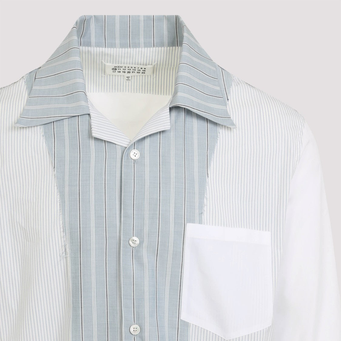 Maison Margiela Vertical Stripe And Solid Panel Cotton Shirt
