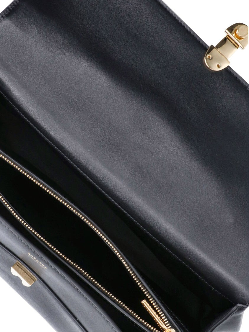 Savette Black Soft Symmetry Detachable-Strap Leather Handbag