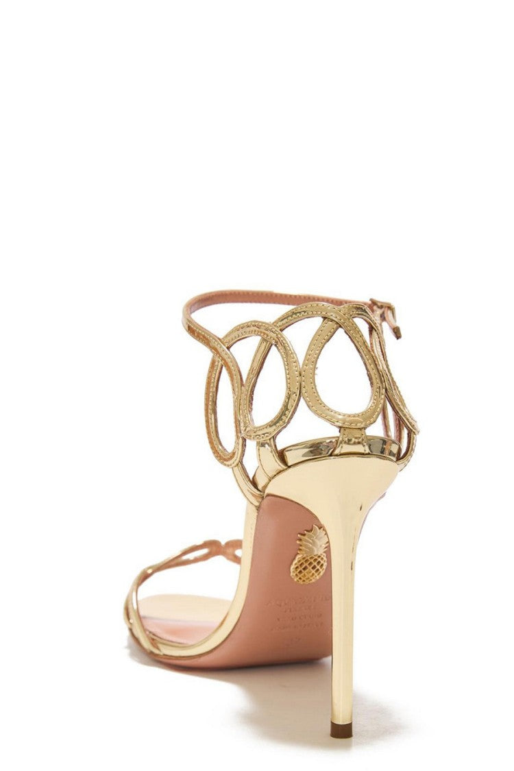 Aquazzura Gold Calfskin Knotted Ankle-Strap Heel