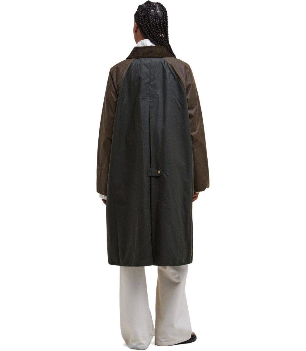 Barbour Evette Wax Green Long Jacket