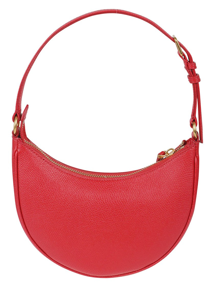 Valentino Garavani Crescent-Shaped Handbag In Textured Red Leather