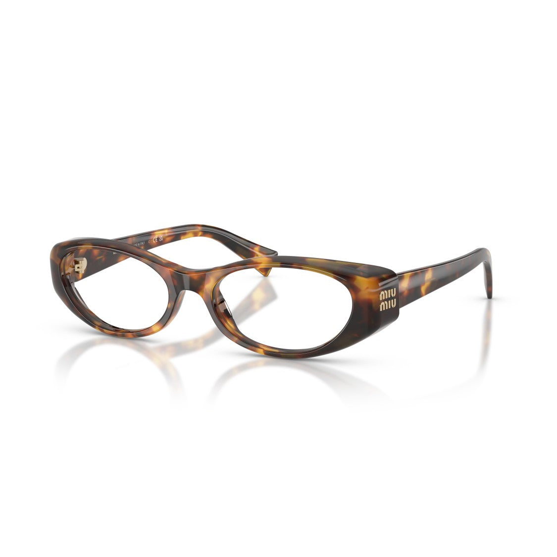 Miu Miu Tortoiseshell Oval Frame Eyeglasses With Cat-Eye Silhouette