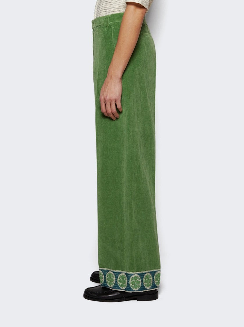 Valentino Washed Velvet Trousers Laurel Green