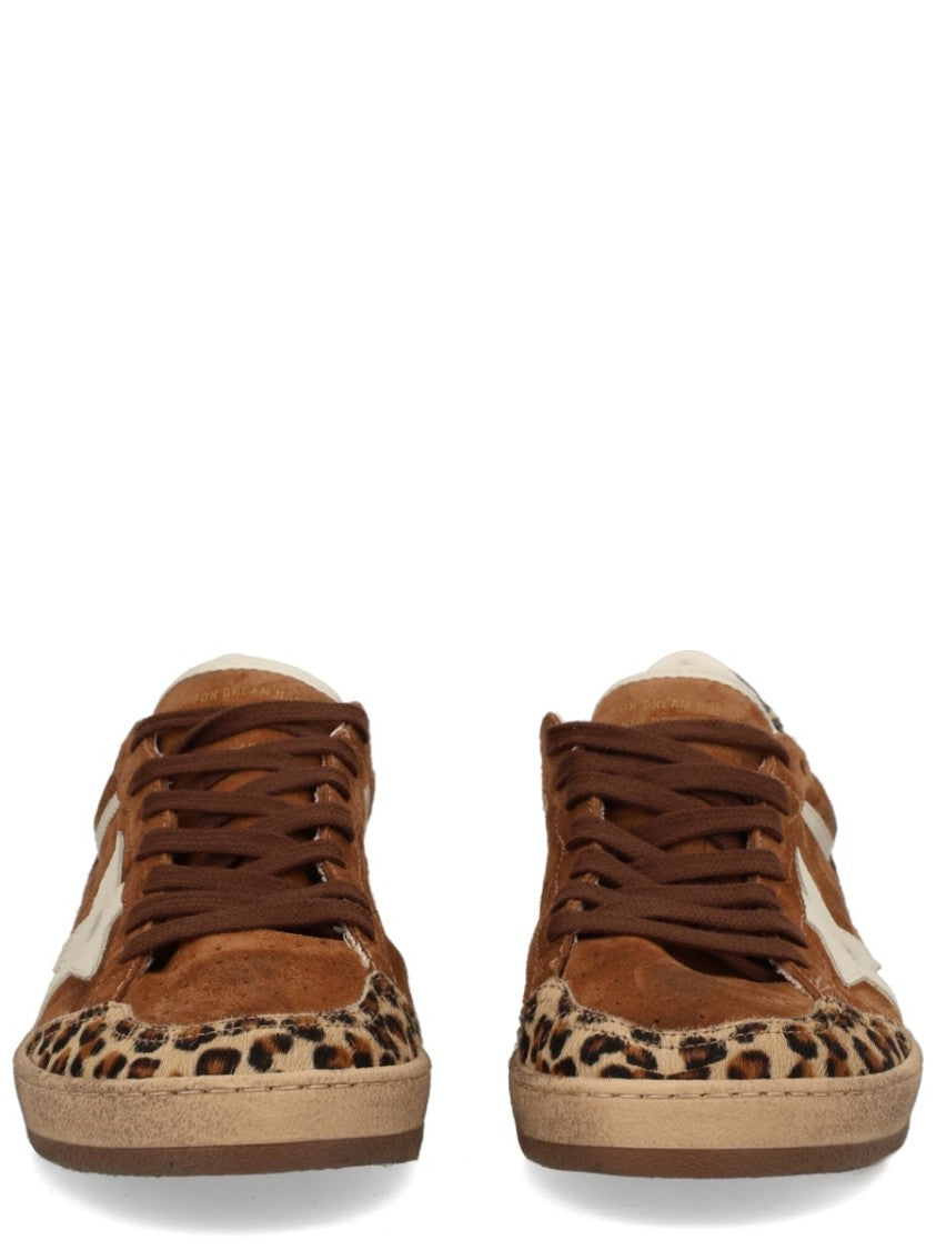 Golden Goose Brown Ball Star Leopard Panel Sneakers