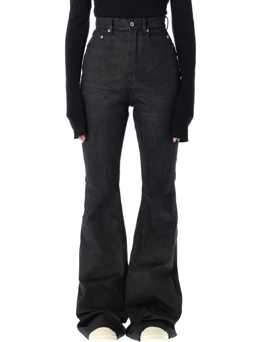 Drkshdw By Rick Owens Bolan Bootcut Black Waxed Jeans