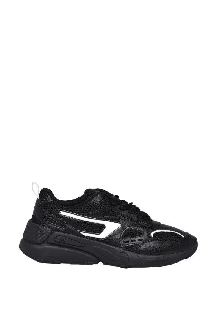Diesel Black White Polyester Serendipity Sport Sneakers