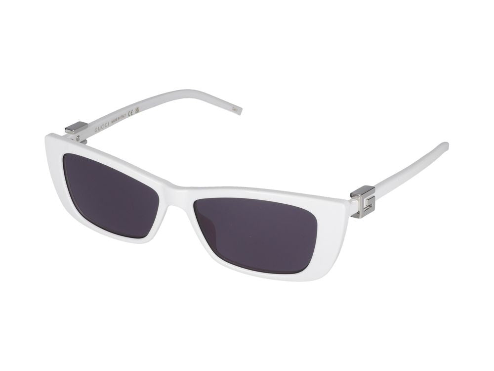 Gucci White Injected Dark Grey Rectangular Sunglasses