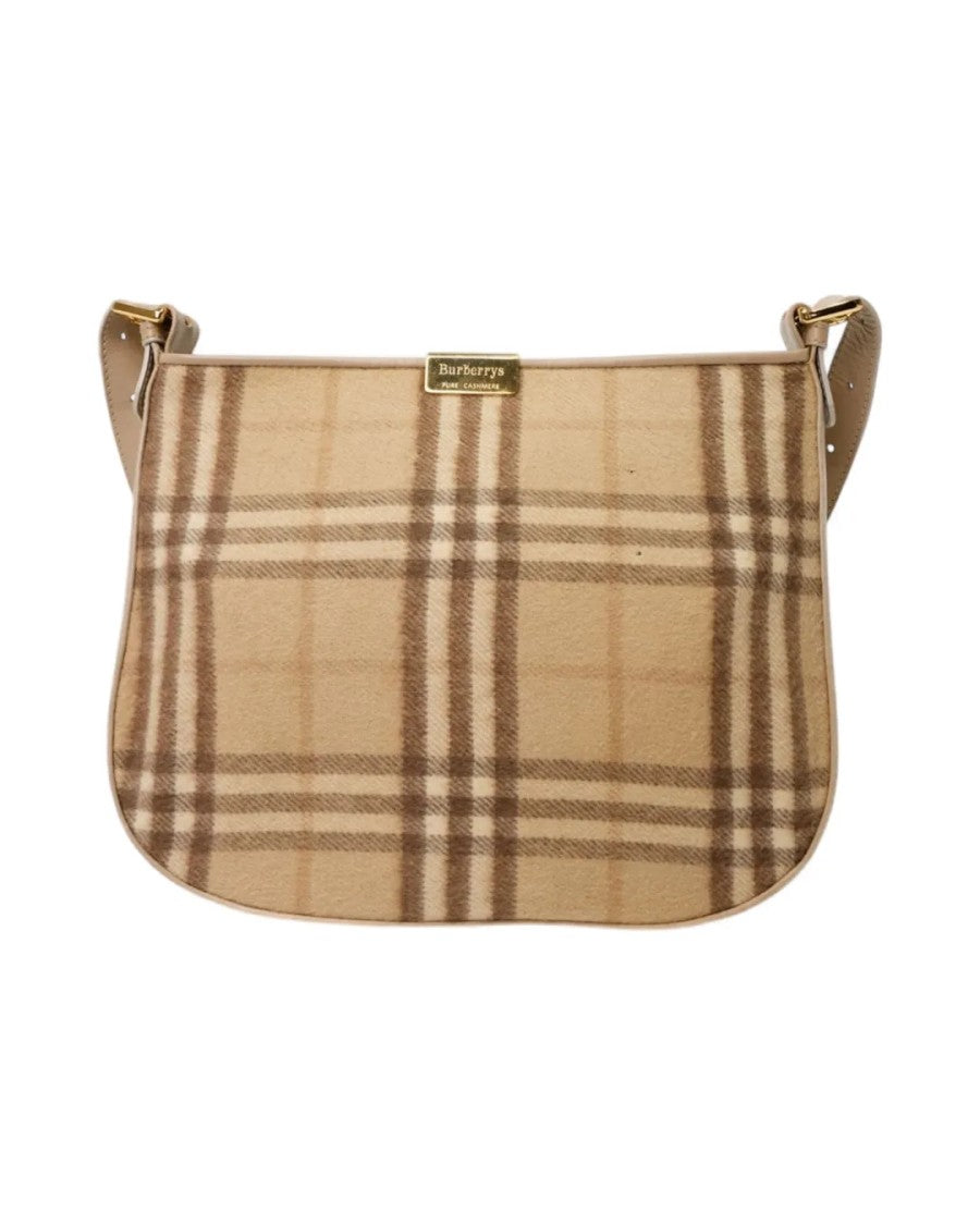 Burberry Tracolla Square Mm Check Pattern Wool Shoulder Bag