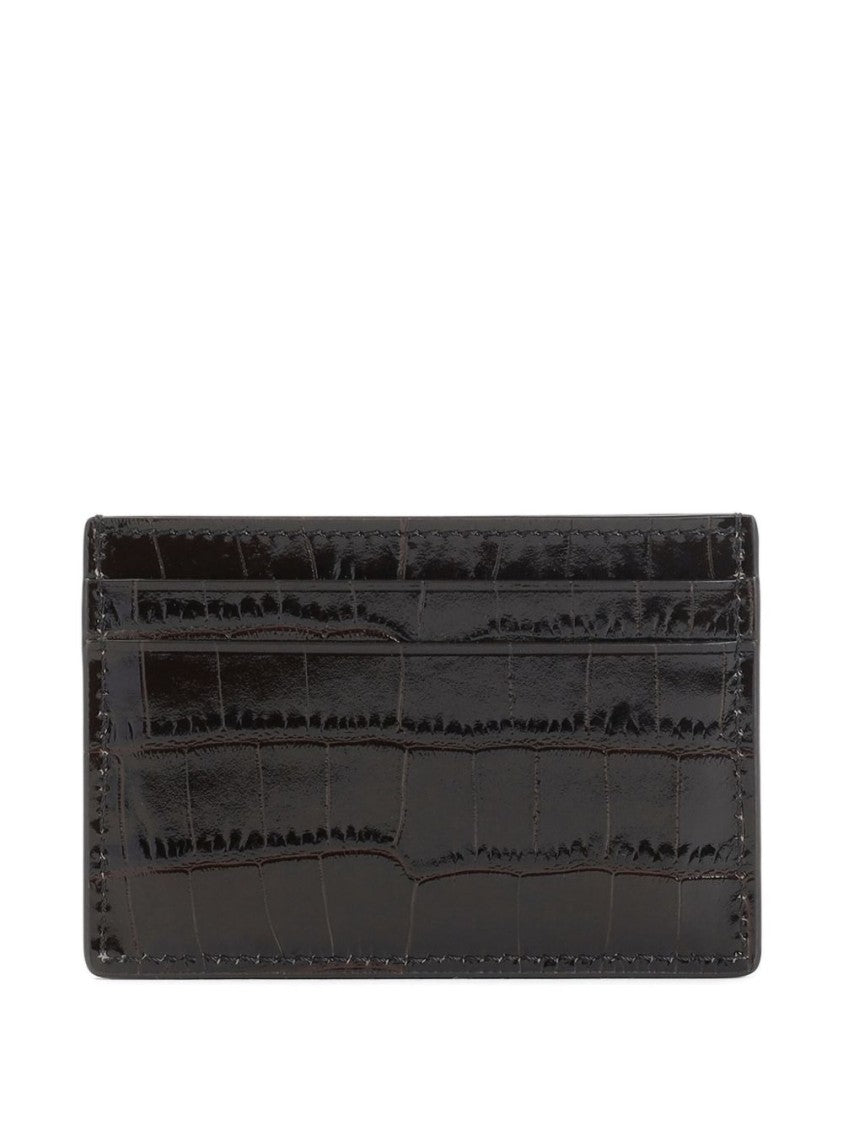 Tom Ford Crocodile-Print Leather Card Holder With Glossy Finish