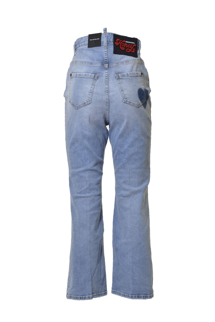 Dsquared2 Light Blue Cotton Bell Bottom Jeans