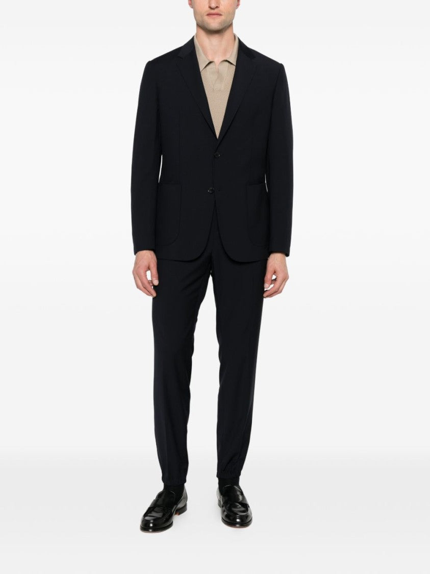 Ermenegildo Zegna Tailored Black Blazer With Notch Lapels And Elastic Details