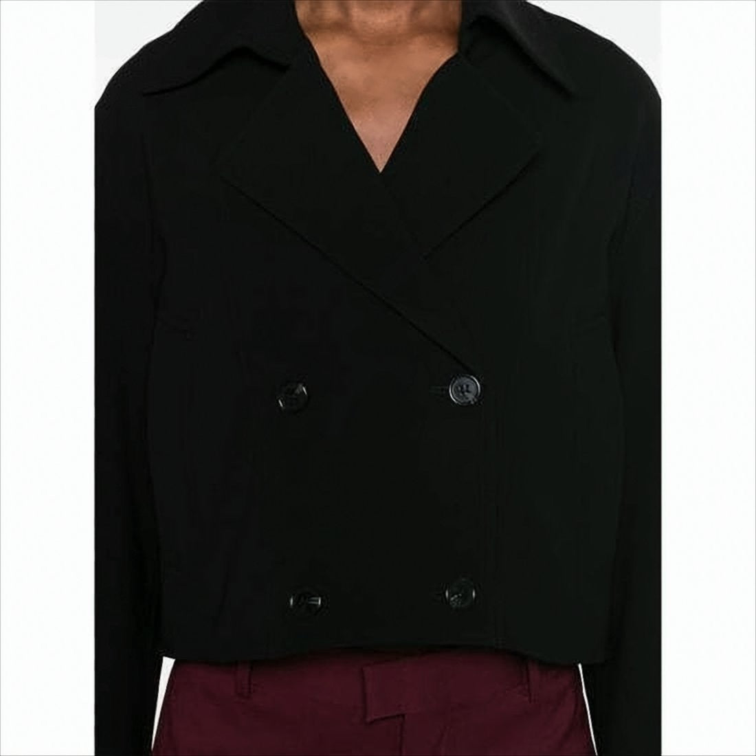 Theory Cropped Double-Breasted Jacket With Wide Lapel And Structured Fit
