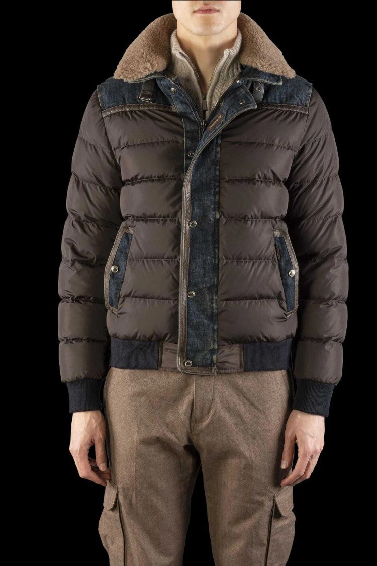 Moorer Brown Nylon Quilted Down Jacket