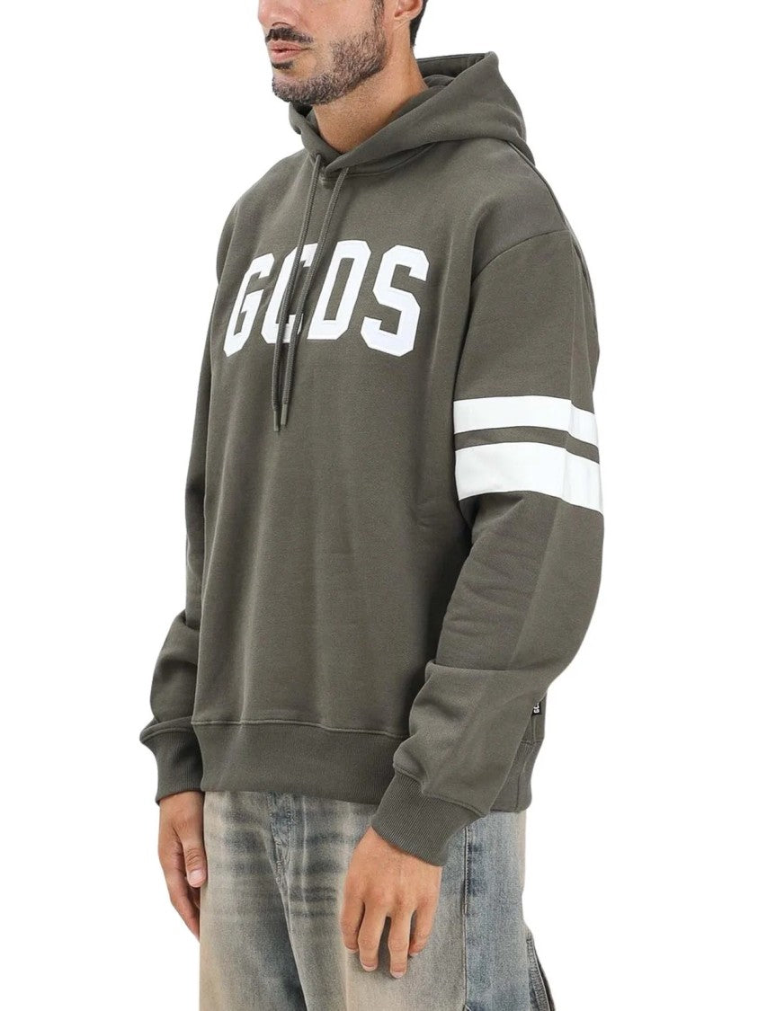 Gcds Military Green Cotton Logo Hoodie