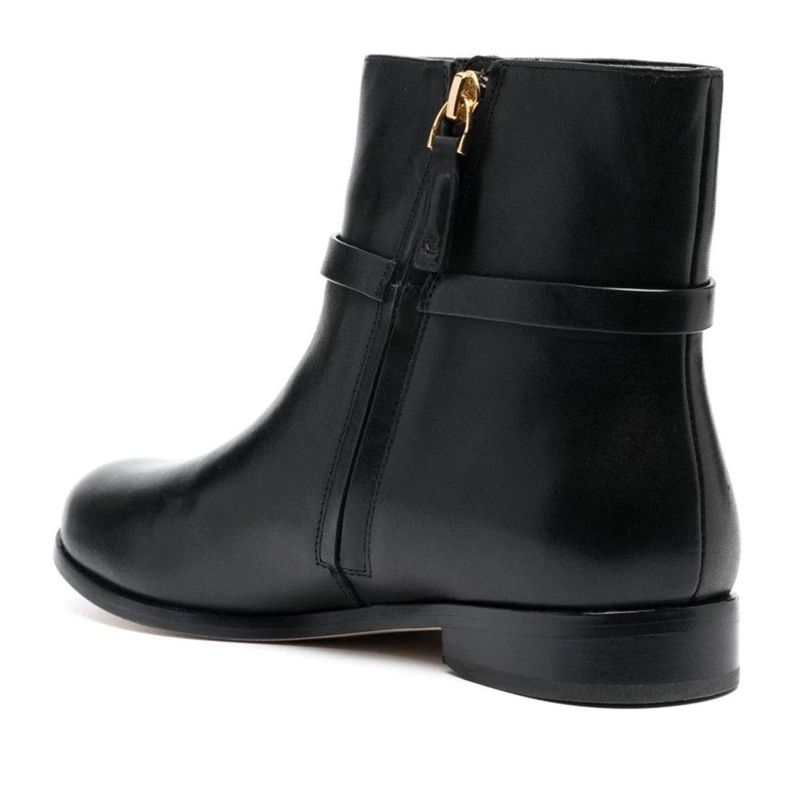Lauren Ralph Lauren Black Briela Leather Logo Buckle Boots