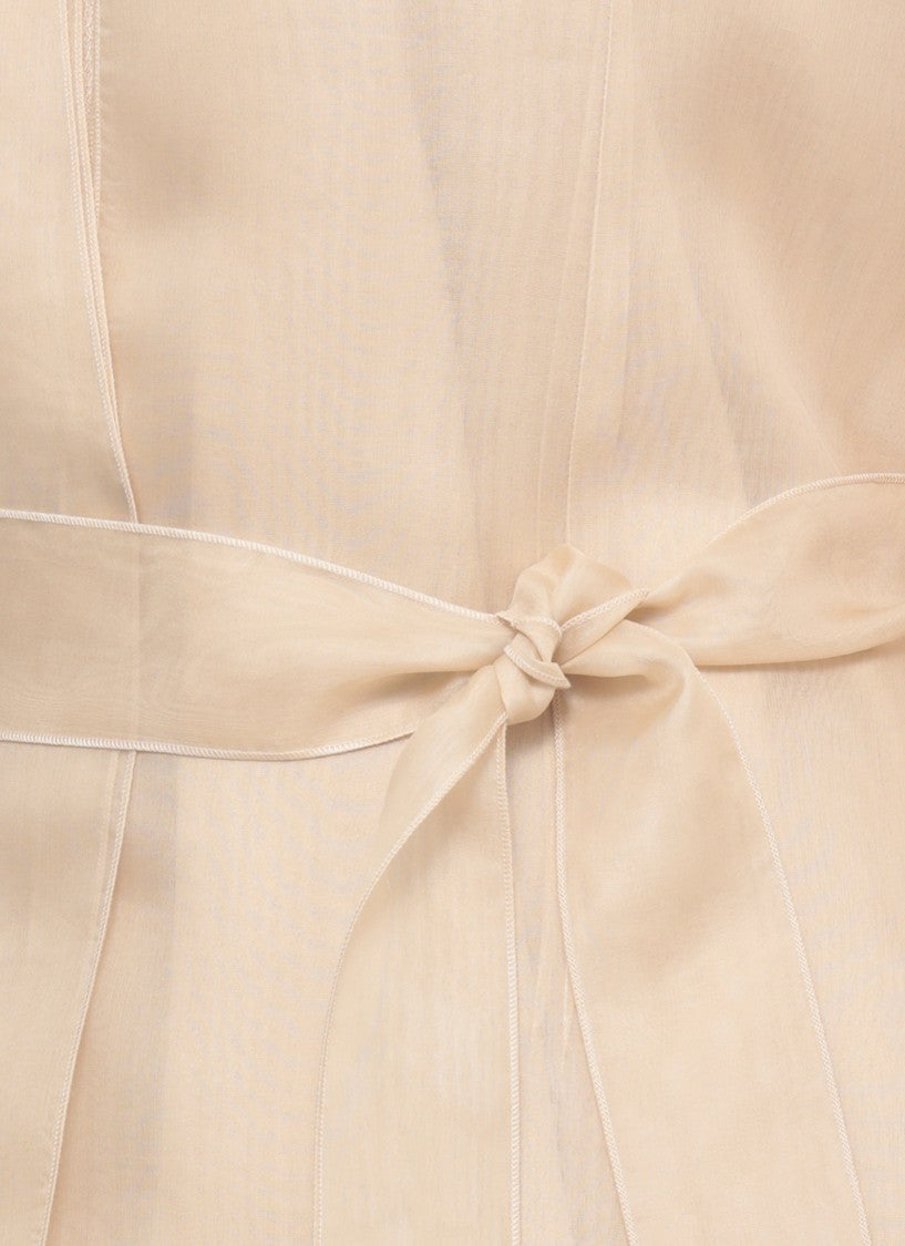 Antonelli Firenze Beige Elia Belted Silk Blazer