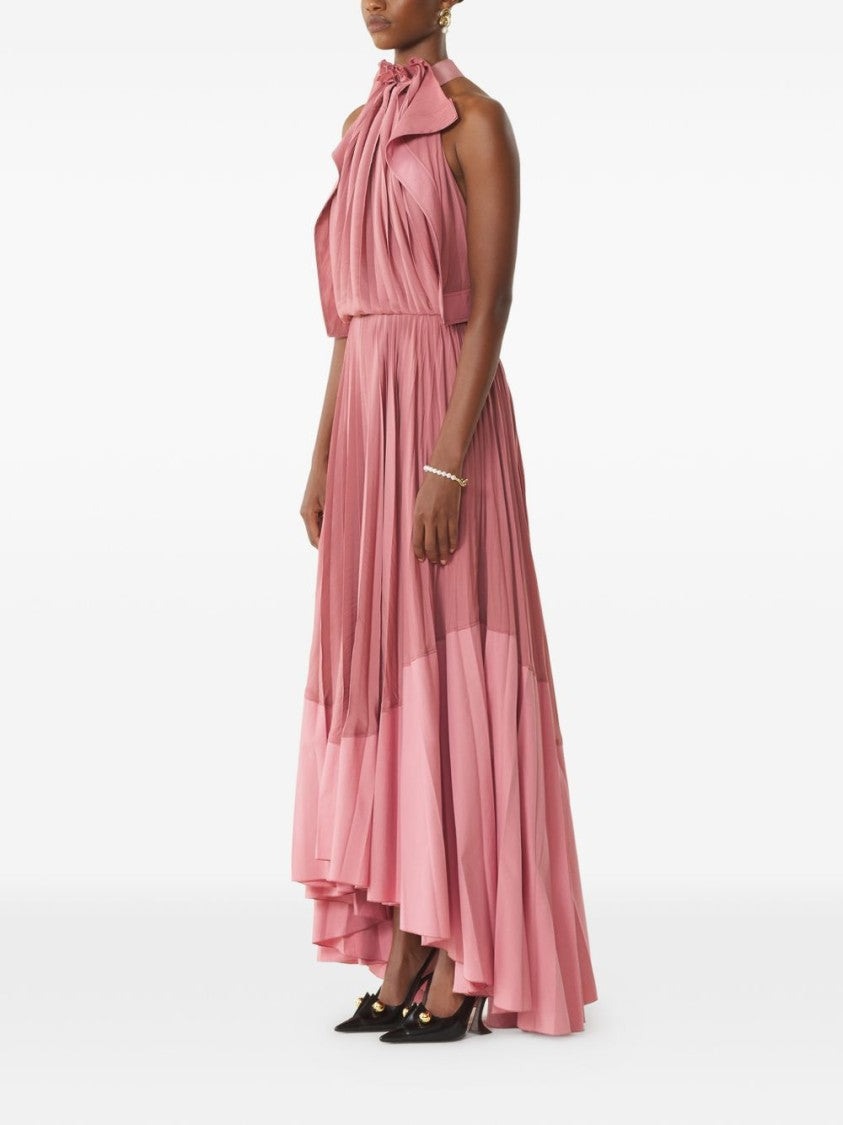 Lanvin Two-Tone Rose Pink Halterneck Maxi Dress