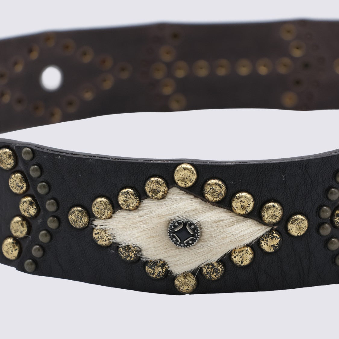 Golden Goose Rugged Black Leather Belt With Textured Accents