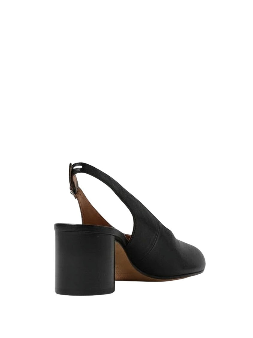 Maison Margiela Slingback Black Leather Pumps With Split-Toe Design