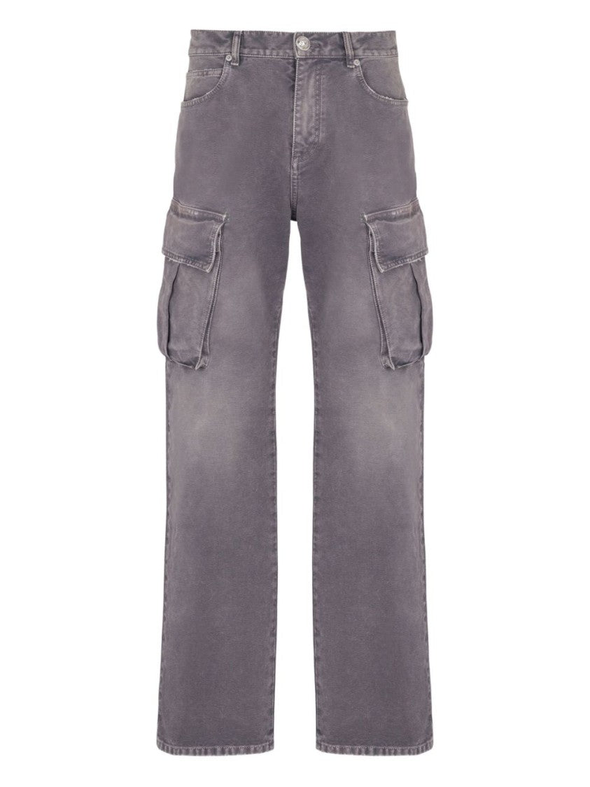 Balmain Grey Cargo Pocket Belt Loop Trousers